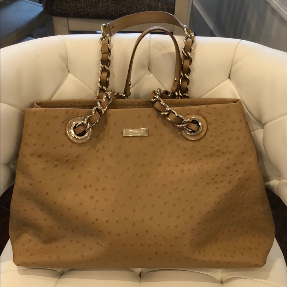 NWOT Kate Spade Gorgeous Tan Ostrich Embosses Bag